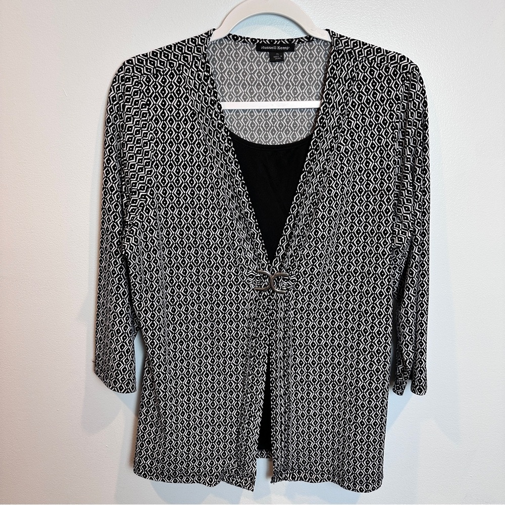 Russell Kemp Geometric Top with faux‎ camisole XL